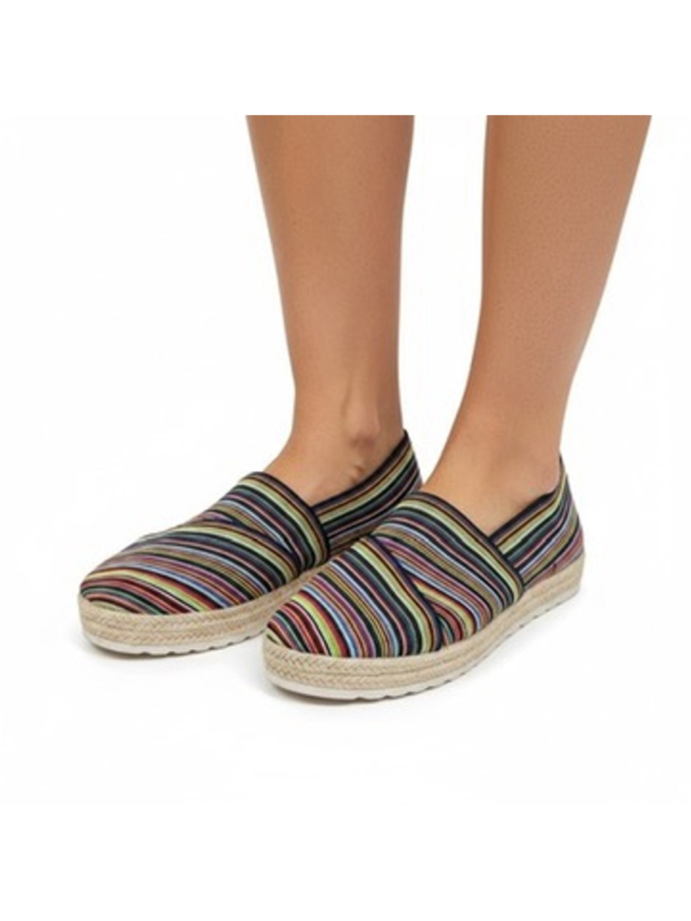 Charleston Shoe Co Delray Multicolor Stripe Espadrille Slip-On Shoes Size 40 9.5